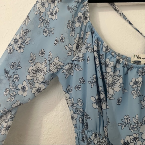 Vine and Valley Baby Blue Floral Dress Size Large - Picture 5 of 9
